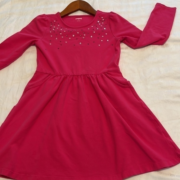 Gymboree Hot Pink Long Sleeve Girls Dress With Crystals Size 7 - Picture 5 of 7